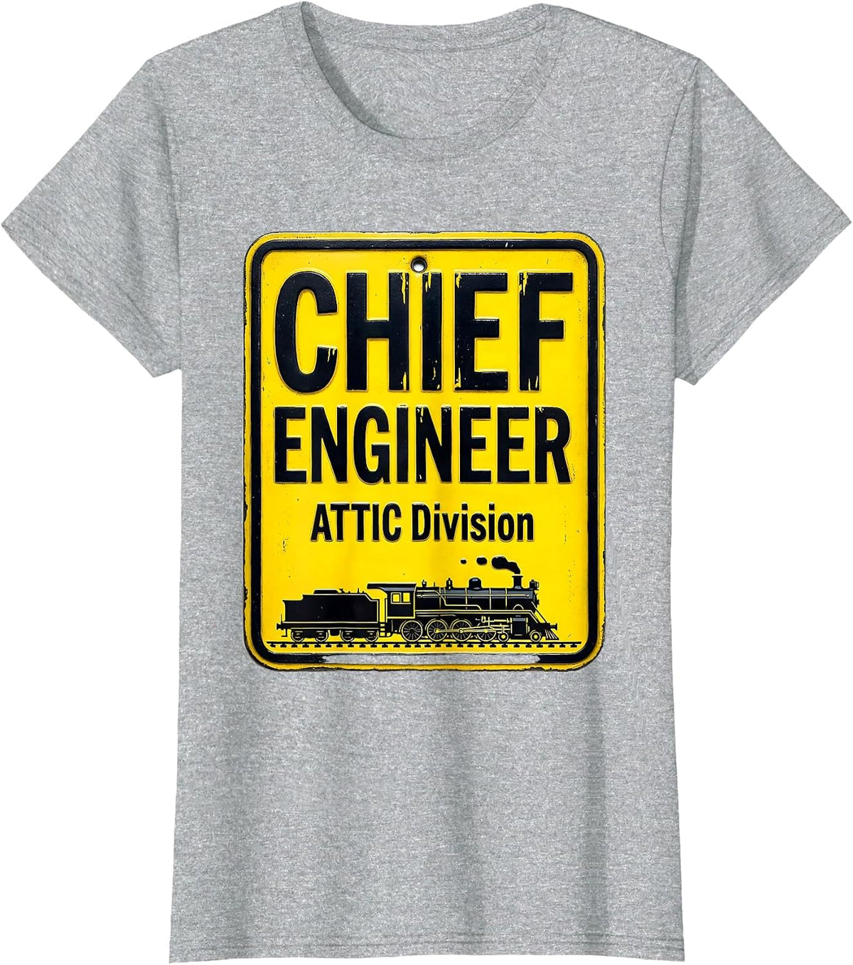 Chief Engineer Attic Division Vintage Steam Train Enthusiast T-Shirt - Heather Grey