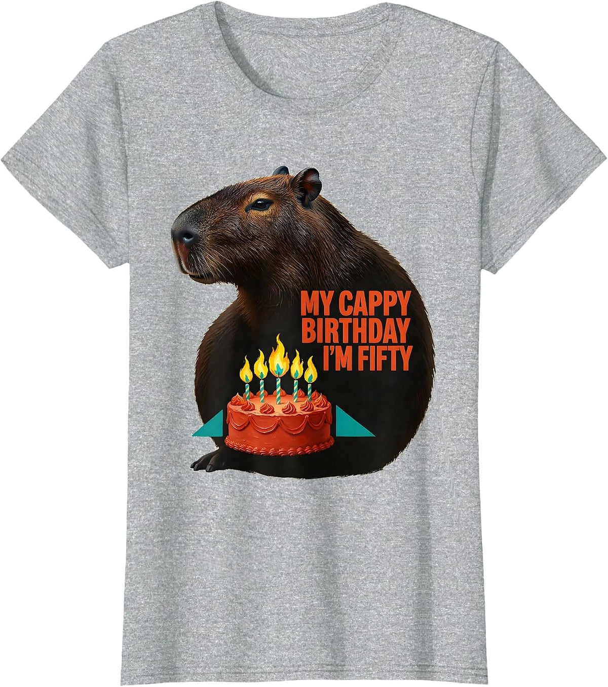 My Cappy Birthday, I'm Fifty Cute Kawaii Capybara Birthday T-Shirt - Heather Grey