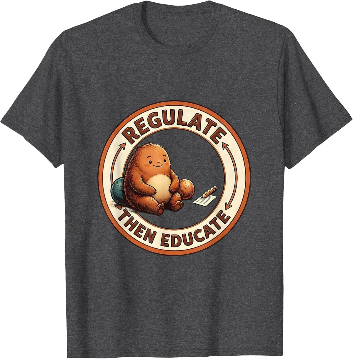 Men's Regulate, Then Educate Occupational Therapy Sensory T-Shirt - Dark Heather Grey