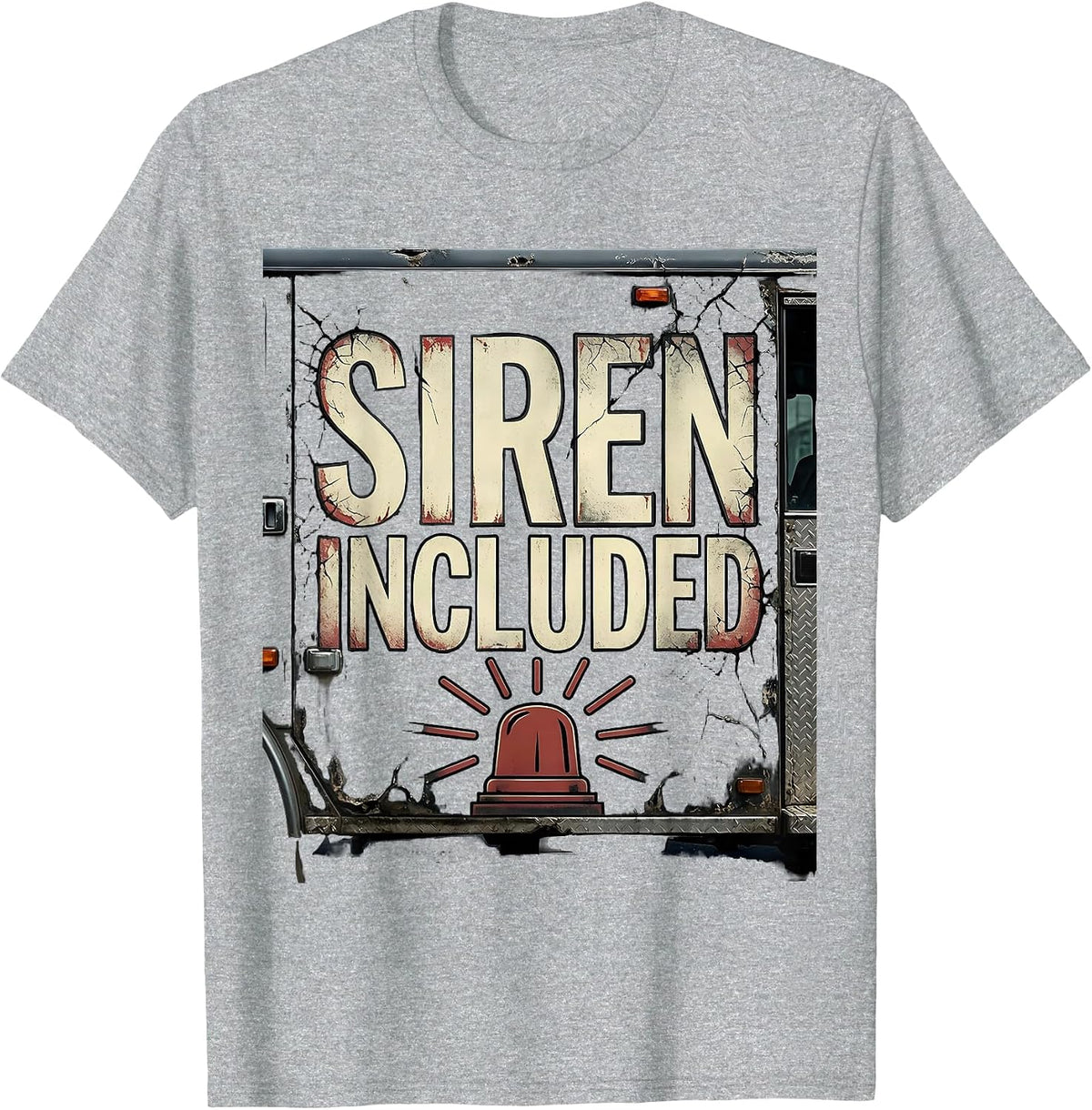 Men's Siren Included Distressed Funny First Responder Police T-Shirt - Heather Grey