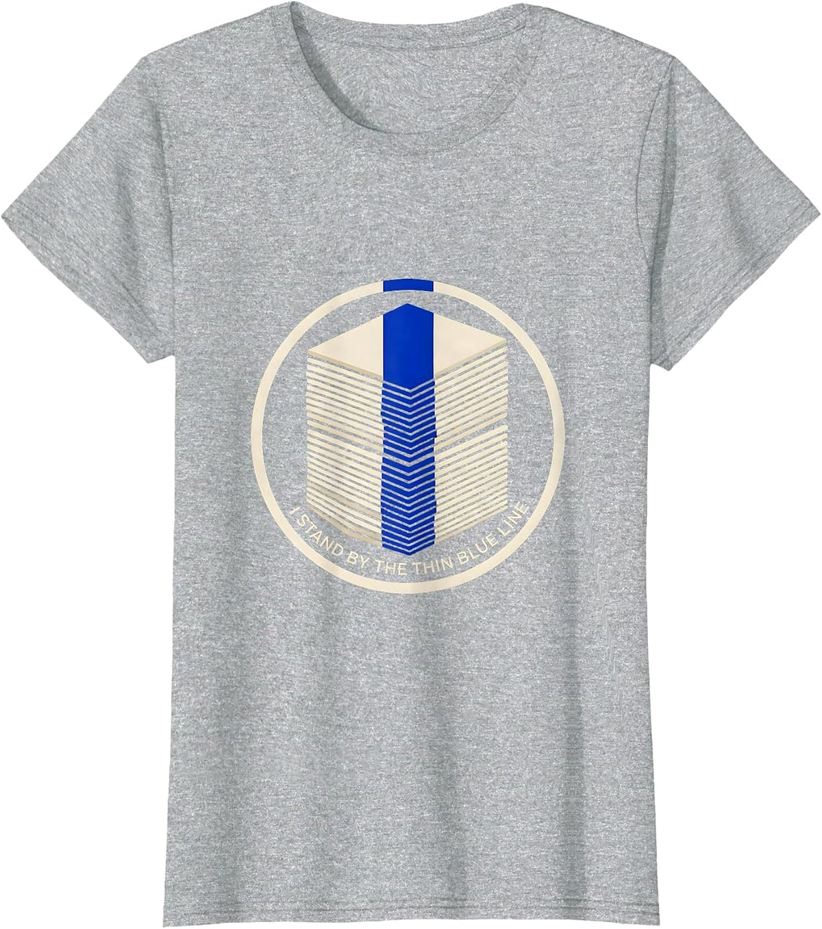 I Stand By The Thin Blue Line Patriotic Police Support T-Shirt - Heather Grey