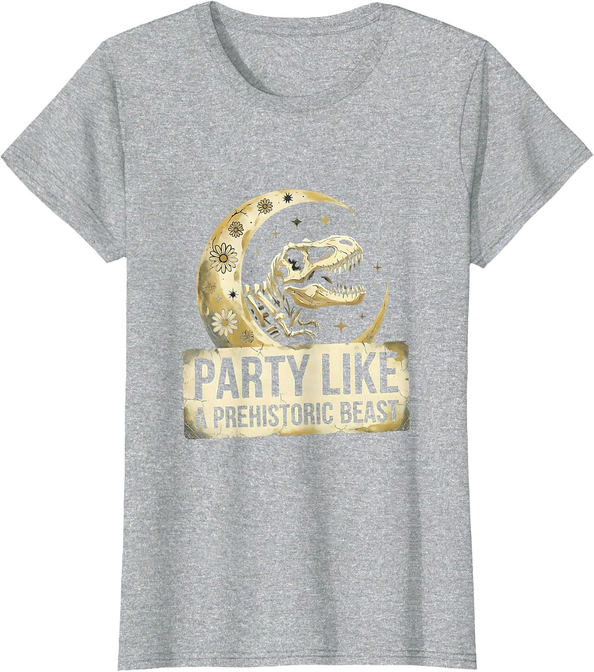 Party Like a Prehistoric Beast Dinosaur Birthday T-Shirt - Heather Grey