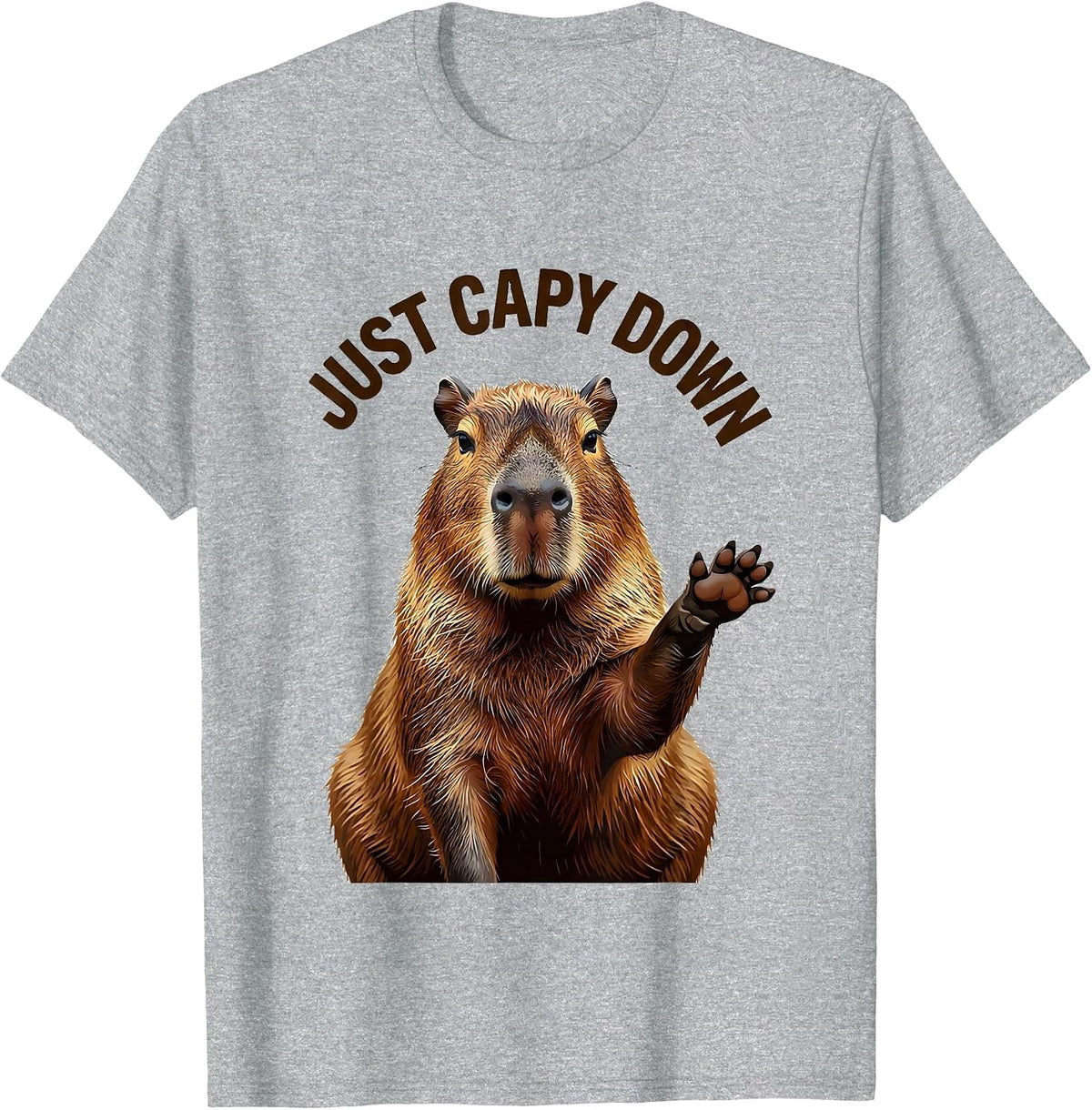 Men's Just Capy Down Funny Capybara Meme Animal Humor T-Shirt - Heather Grey