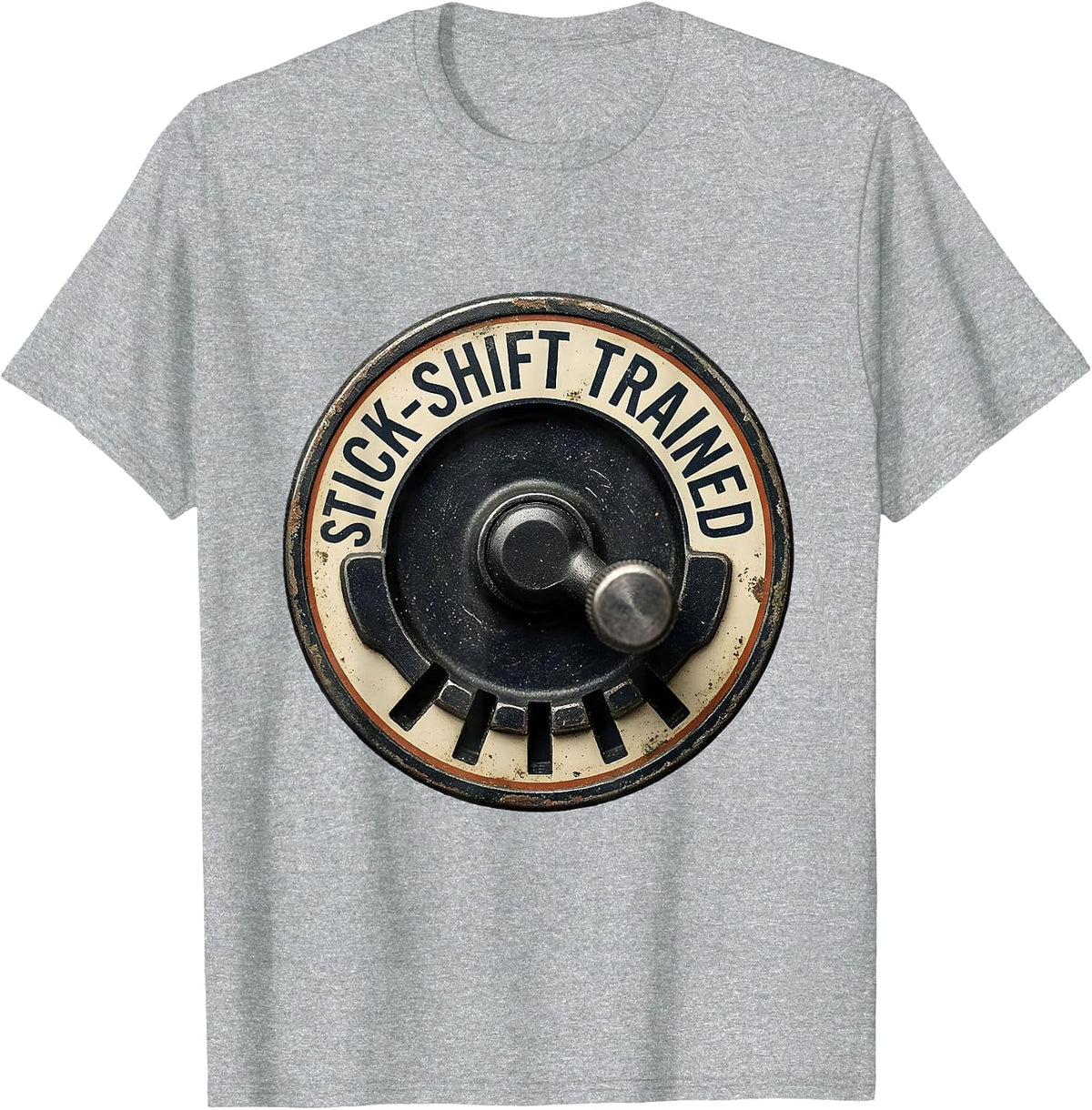 Men's Stick-Shift Trained Vintage Manual Transmission Car Guy T-Shirt - Heather Grey