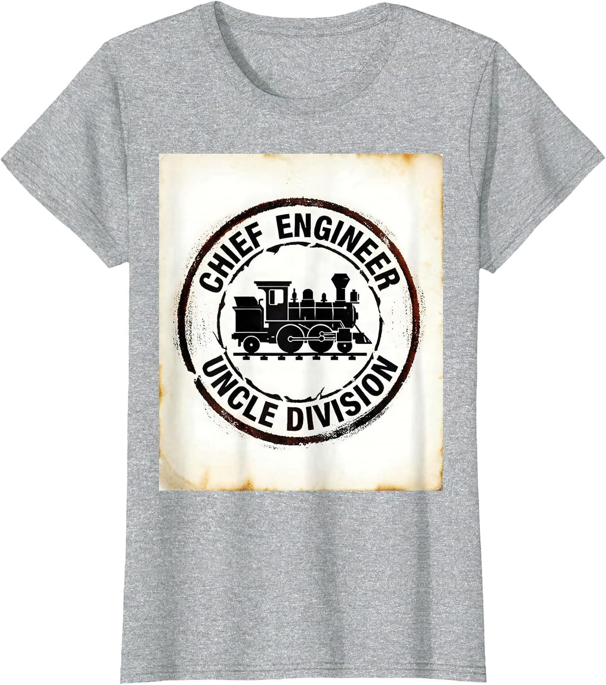 Chief Engineer, Uncle Division Funny Train Engineer Model T-Shirt - Heather Grey