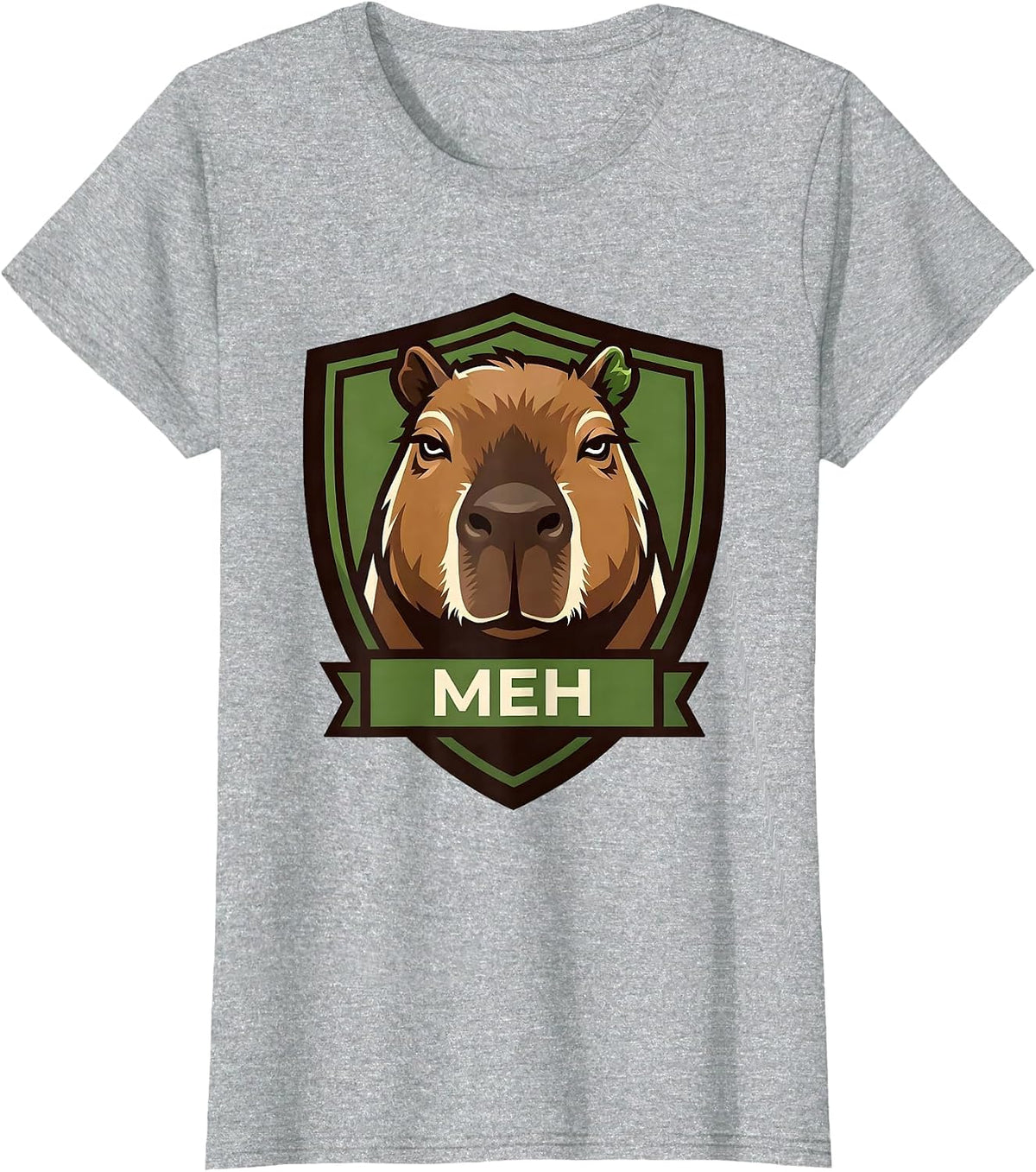 Meh Funny Capybara Animal Humor Meme Gamer Kids T-Shirt - Heather Grey