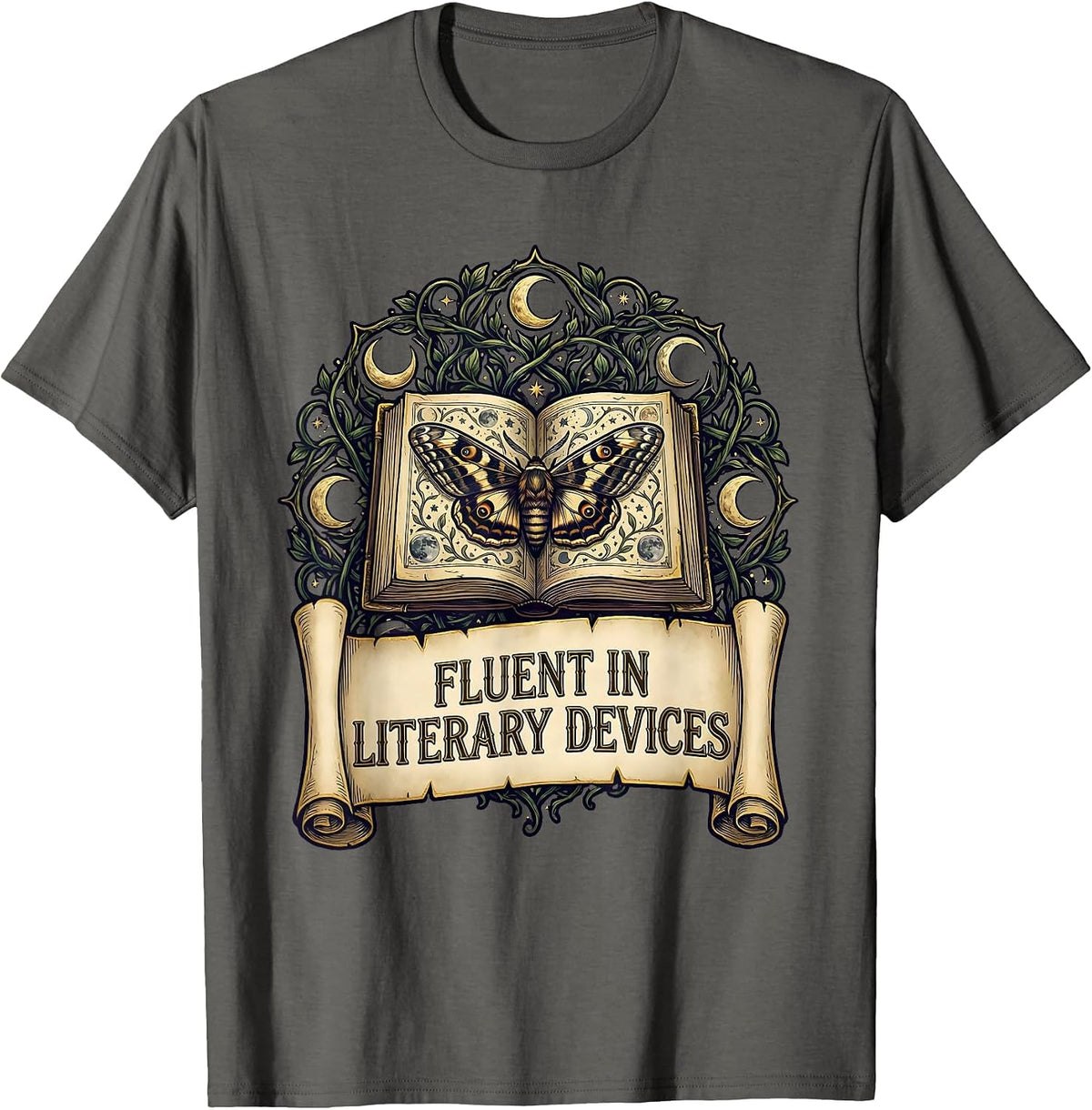 Fluent In Literary Devices English Teacher Design T-Shirt - Asphalt Grey