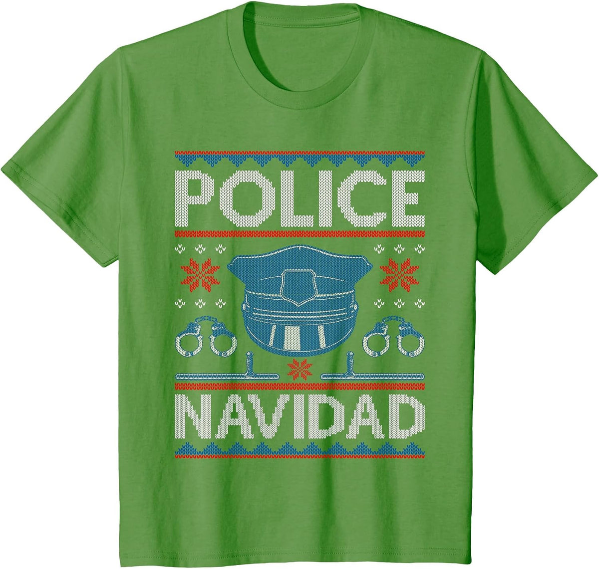 Police Navidad - Ugly Sweater Style T-Shirt T-Shirt - Grass Green