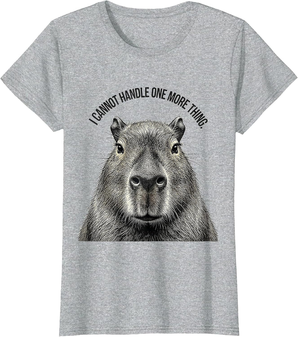I Cannot Handle One More Thing Funny Capybara Meme Humor T-Shirt - Heather Grey