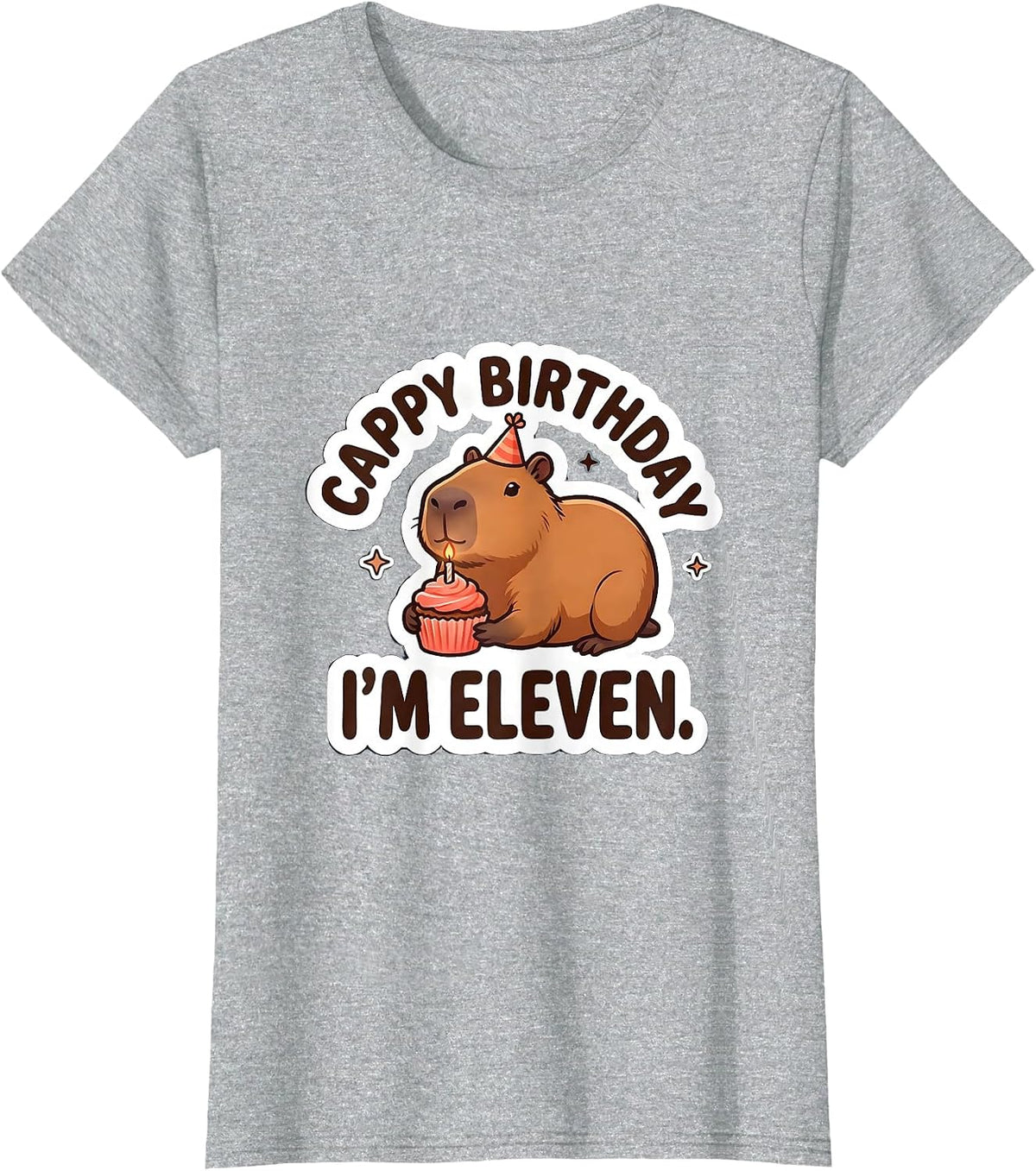 Cappy Birthday I'm Eleven Kawaii Capybara Birthday To Me T-Shirt - Heather Grey