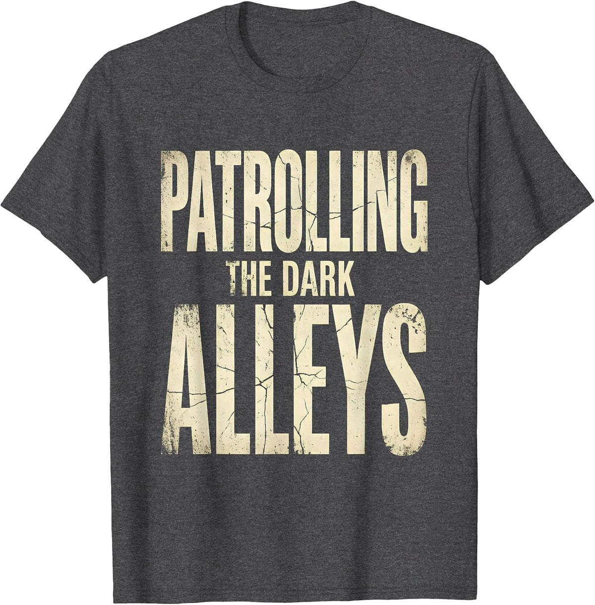 Men's Halloween Police Flashlight Dark Alley Design T-Shirt - Dark Heather Grey