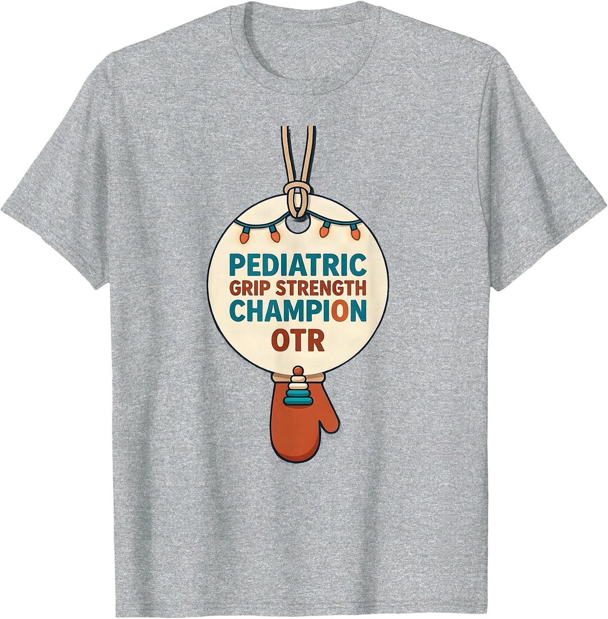 Men's Pediatric Grip Strength Champion, OTR Occupational Therapy T-Shirt - Heather Grey