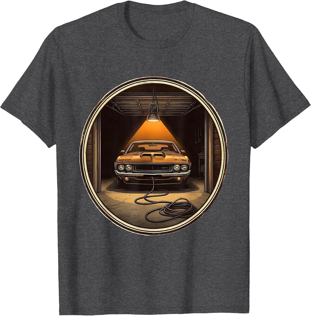 Men's Sealed Car Badge Garage Humor Car Enthusiast T-Shirt - Dark Heather Grey