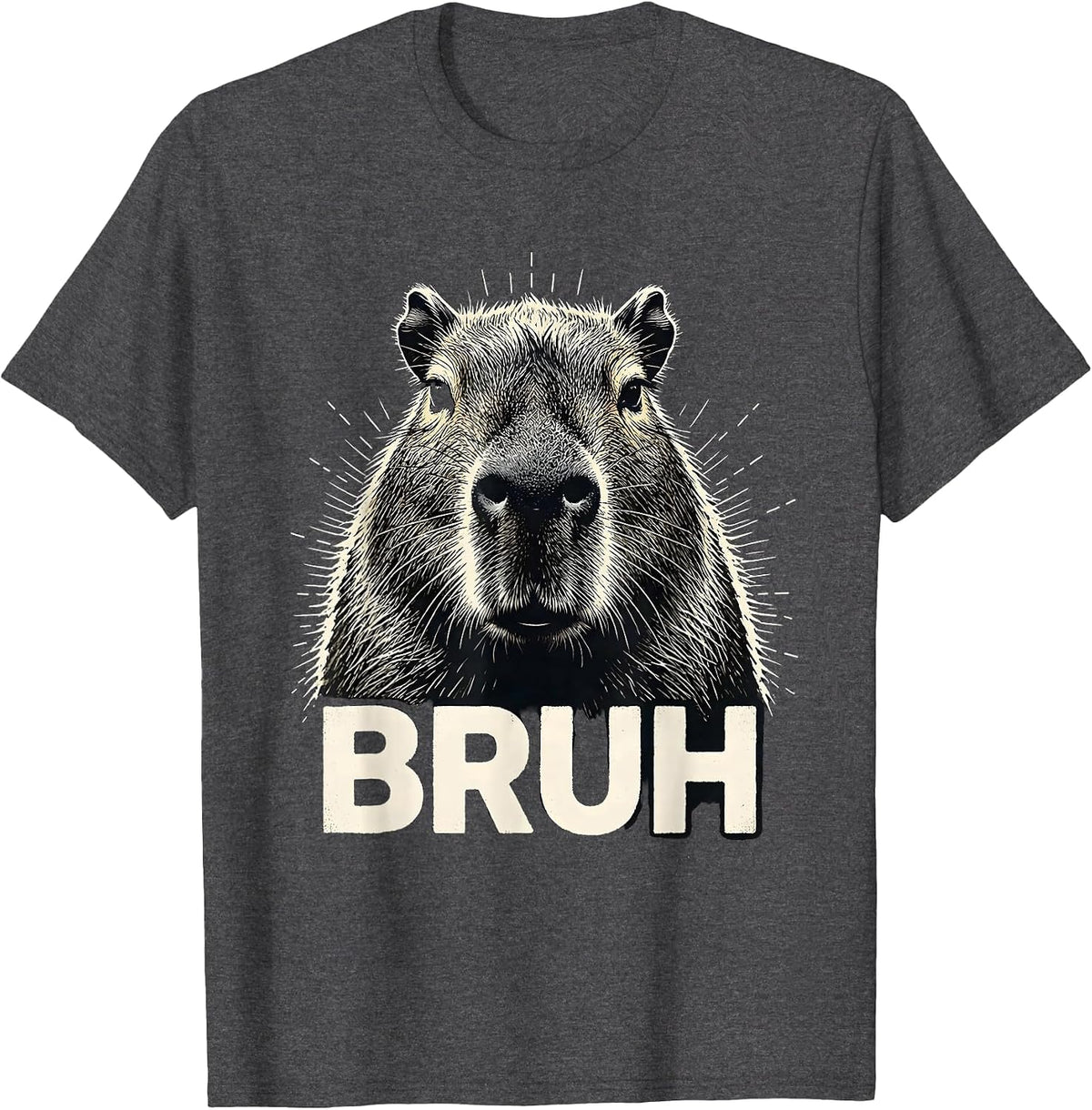Bruh Funny Capybara Meme Animal Lover Humor T-Shirt - Dark Heather Grey