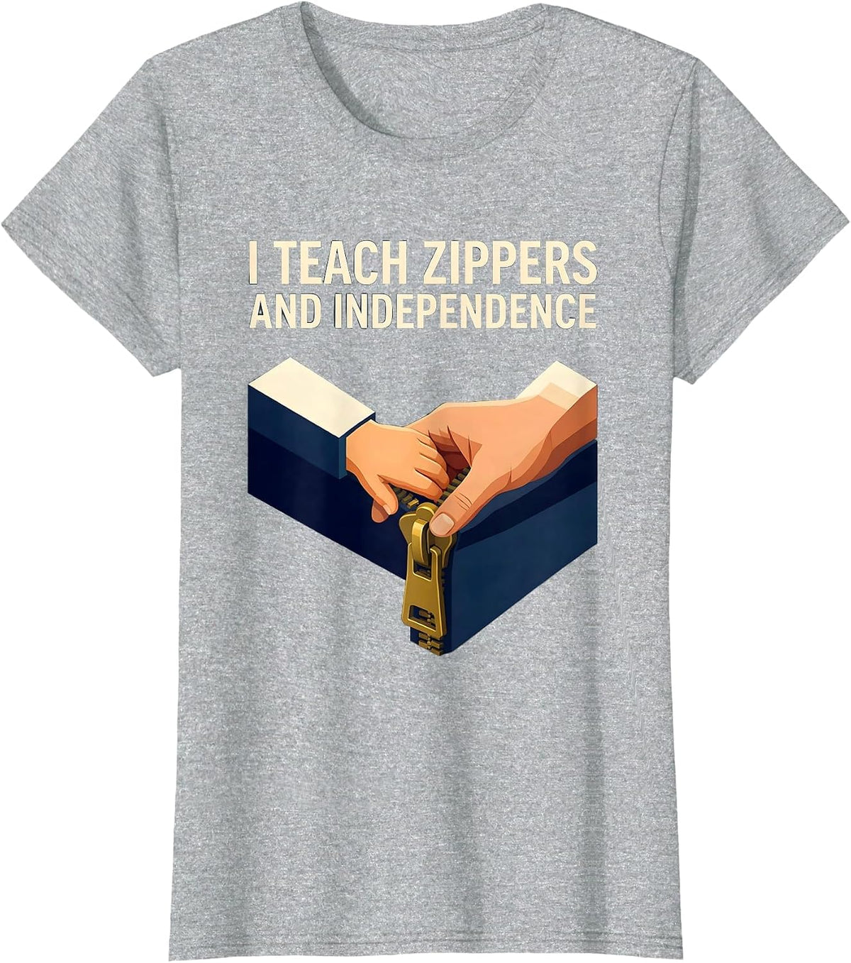 I Teach Zippers And Independence Retro Occupational Therapy T-Shirt - Heather Grey