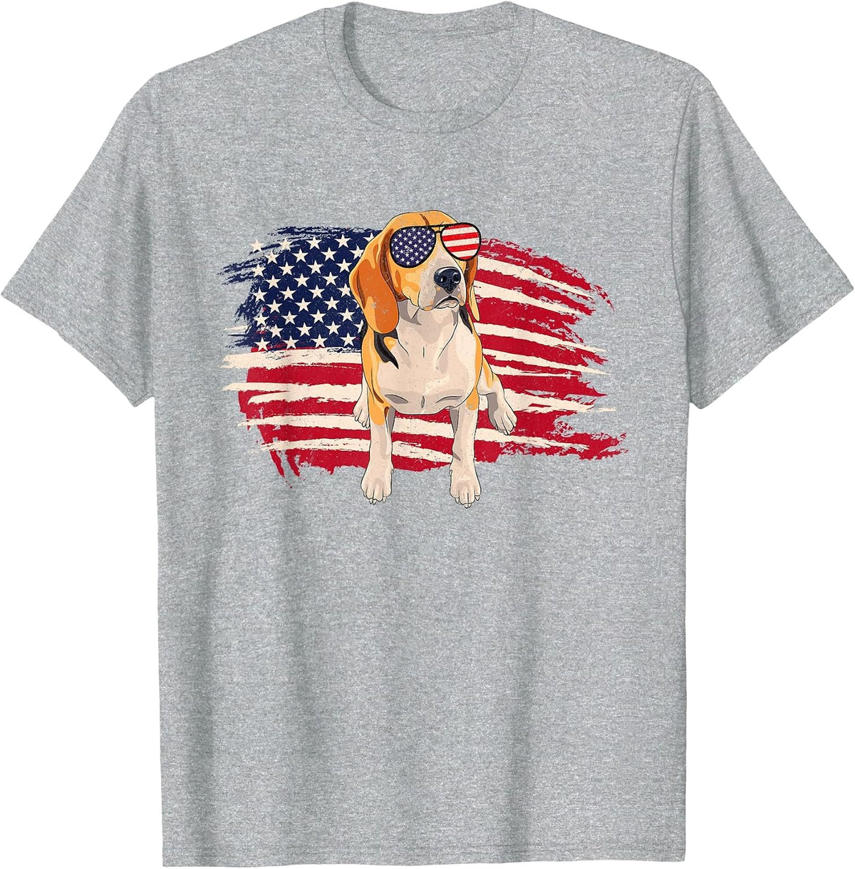 American Flag Beagle - Puppy Dog Lover Animal Breeder T-Shirt - Heather Grey