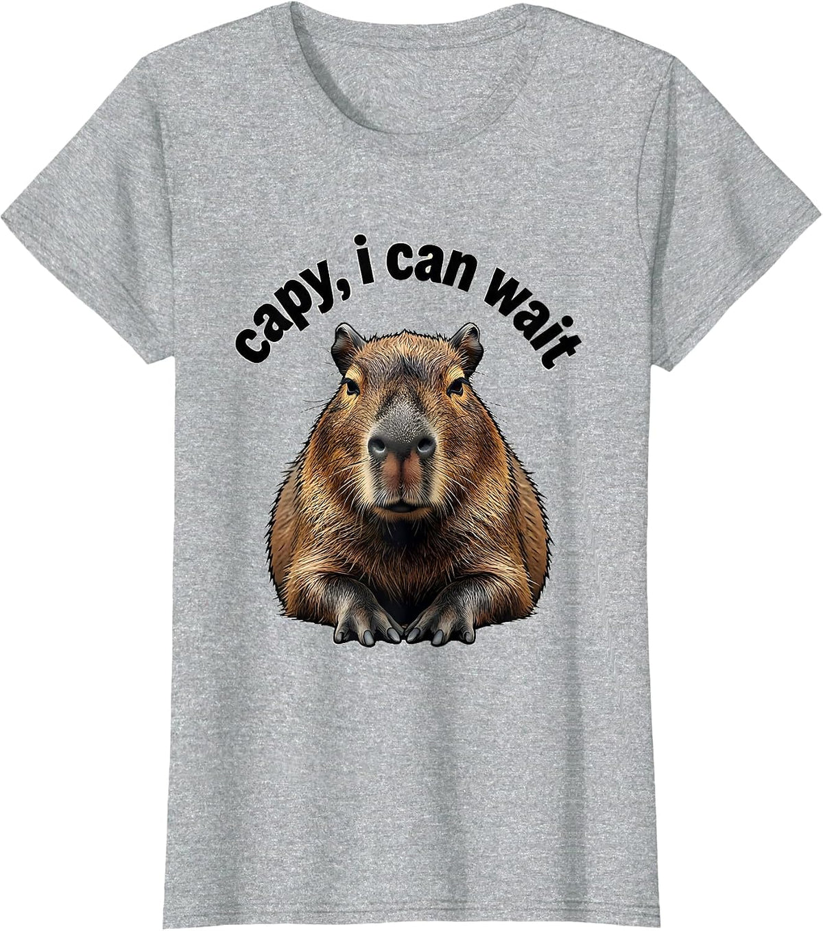 capy i can wait Funny Capybara Meme Animal Lover Humor T-Shirt - Heather Grey