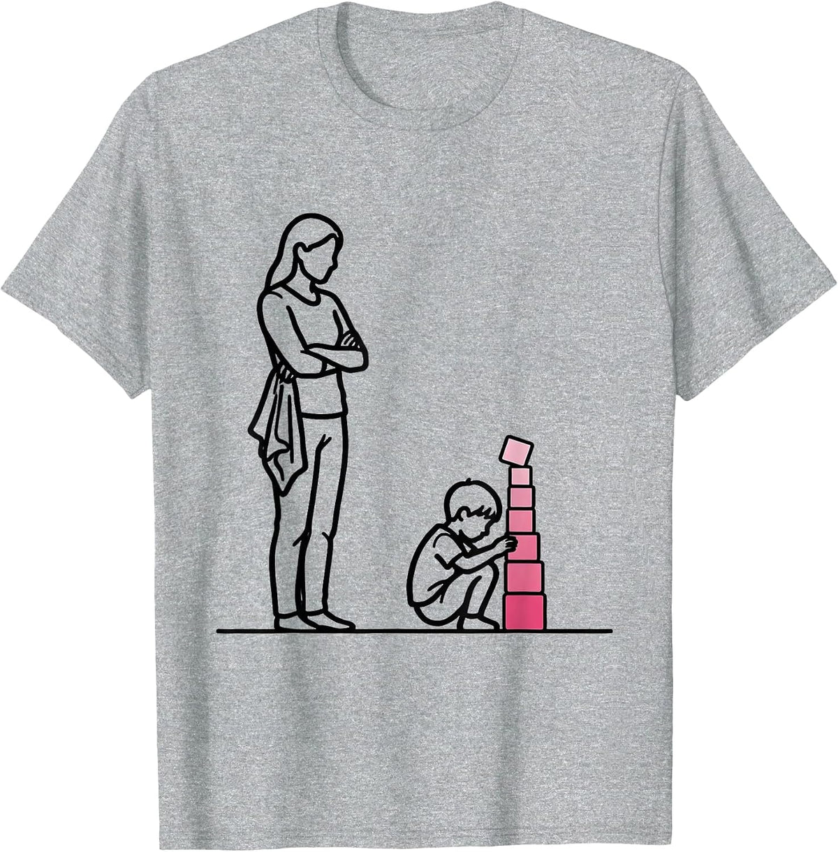 Men's Montessori Guide Teacher Method Pride Play Learning T-Shirt - Heather Grey