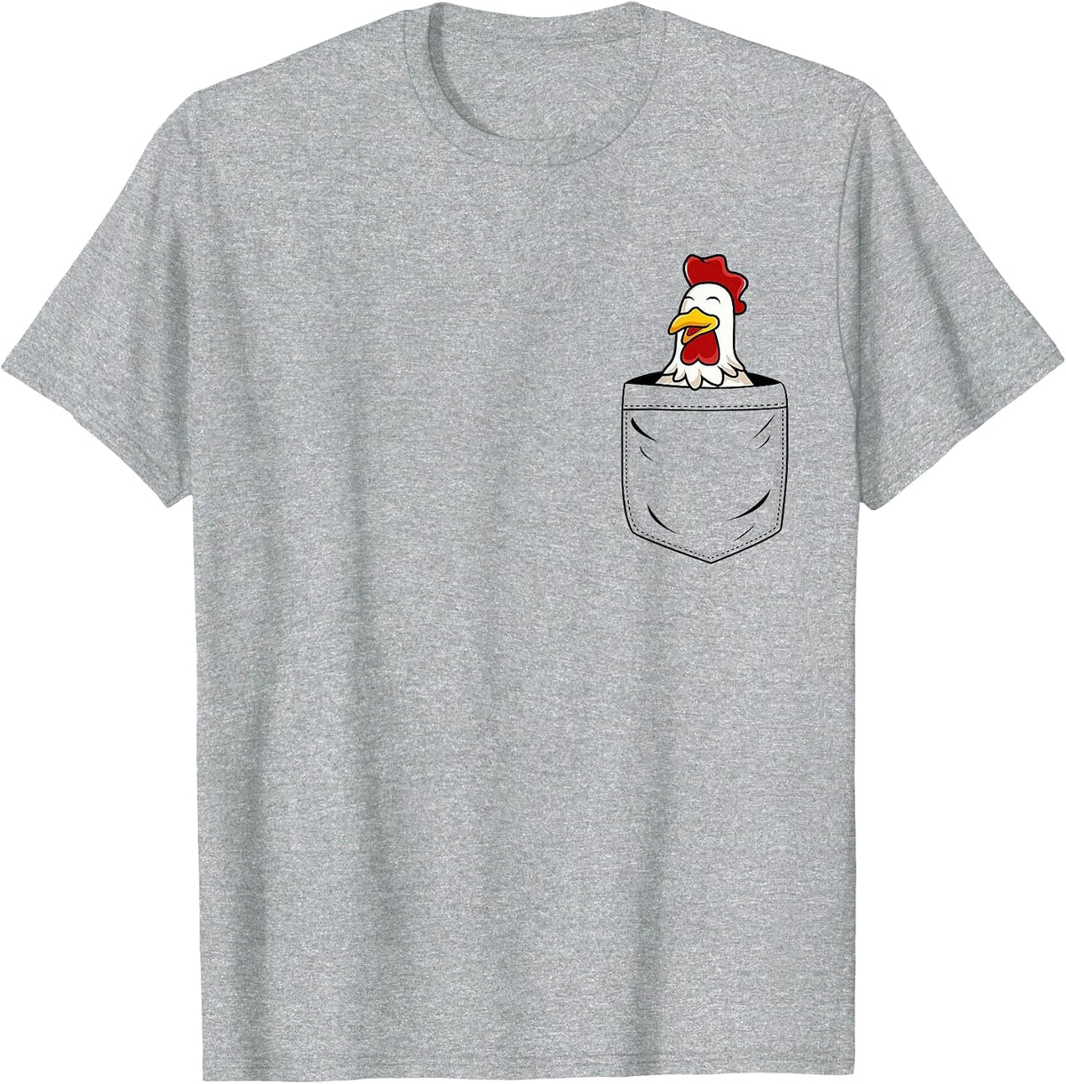 Chicken Lovers Cute Funny Chicken in Pocket T-Shirt - Heather Grey