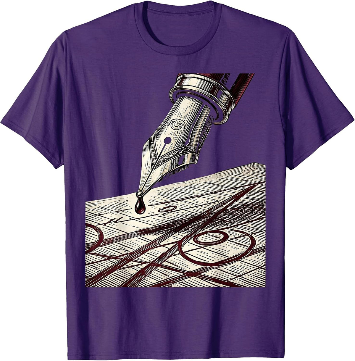 Red Pen English Teacher Correcting Manuscript T-Shirt - Purple