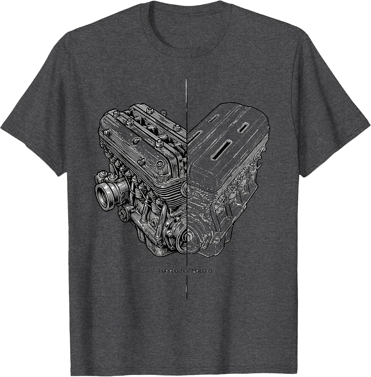 Forged Not Molded Vintage Classic Muscle Car Enthusiast T-Shirt - Dark Heather Grey