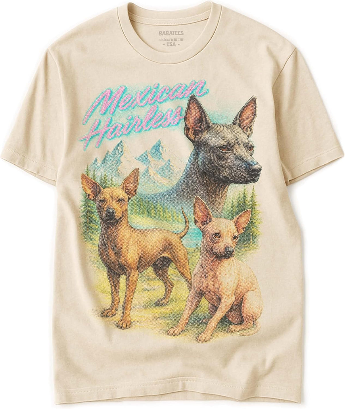 Vintage Tshirt for Dog Mom & Dad 100% Natural Undyed Cotton for Men & Women - Mexican Hairless