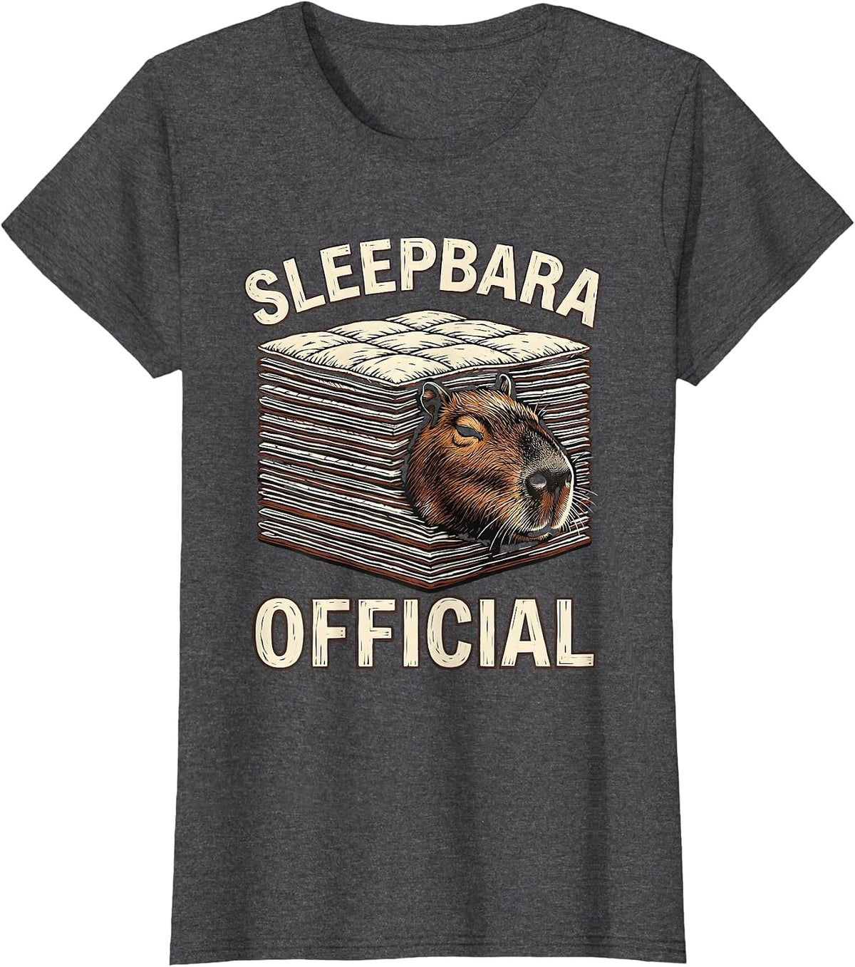 Women's Sleepbara Official Cute Capybara Pajama Kids Sleepwear Humor T-Shirt - Dark Heather Grey