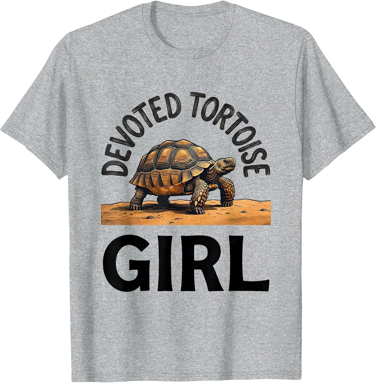 Men's Devoted Tortoise Girl Bold Typography Animal Lover Gift T-Shirt - Heather Grey