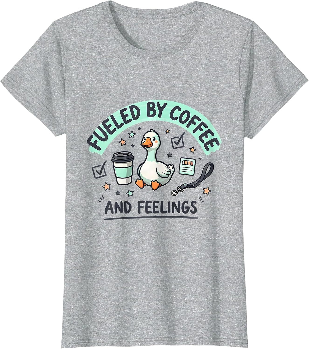 Women's Fueled By Coffee And Feelings Funny Mental Health Counselor T-Shirt - Heather Grey