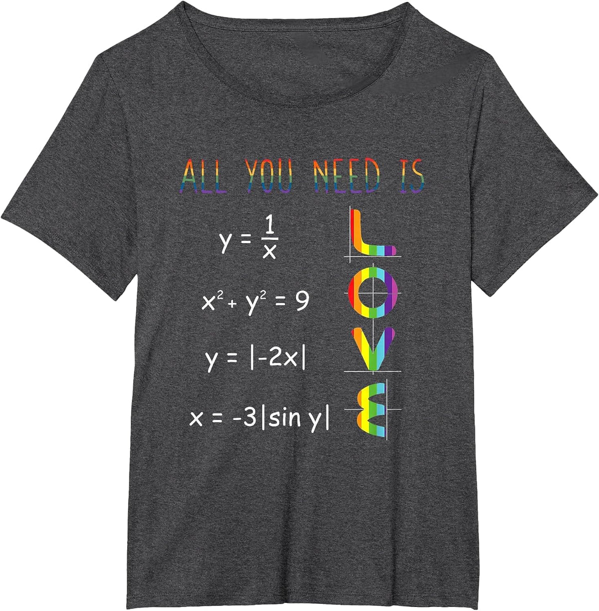 All You Need is a Love of LGBT Maths Pride Month T-Shirt - Dark Heather Grey