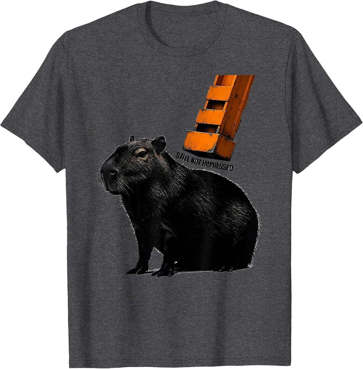 Men's Still Not Impressed Funny Capybara Gamer Meme Humor T-Shirt - Dark Heather Grey