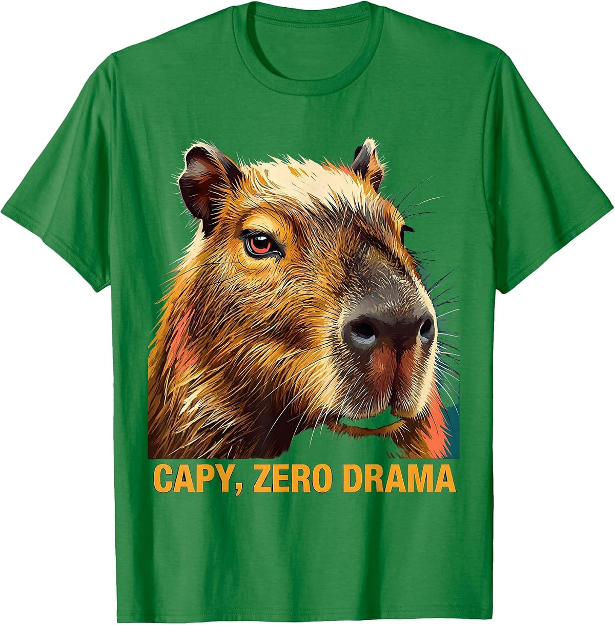 Men's Capy, Zero Drama Funny Capybara Meme Gamer Humor T-Shirt - Kelly Green