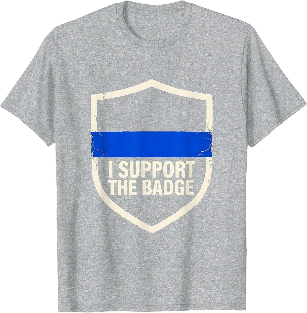 Men's I Support The Badge Thin Blue Line Police Support Family T-Shirt - Heather Grey