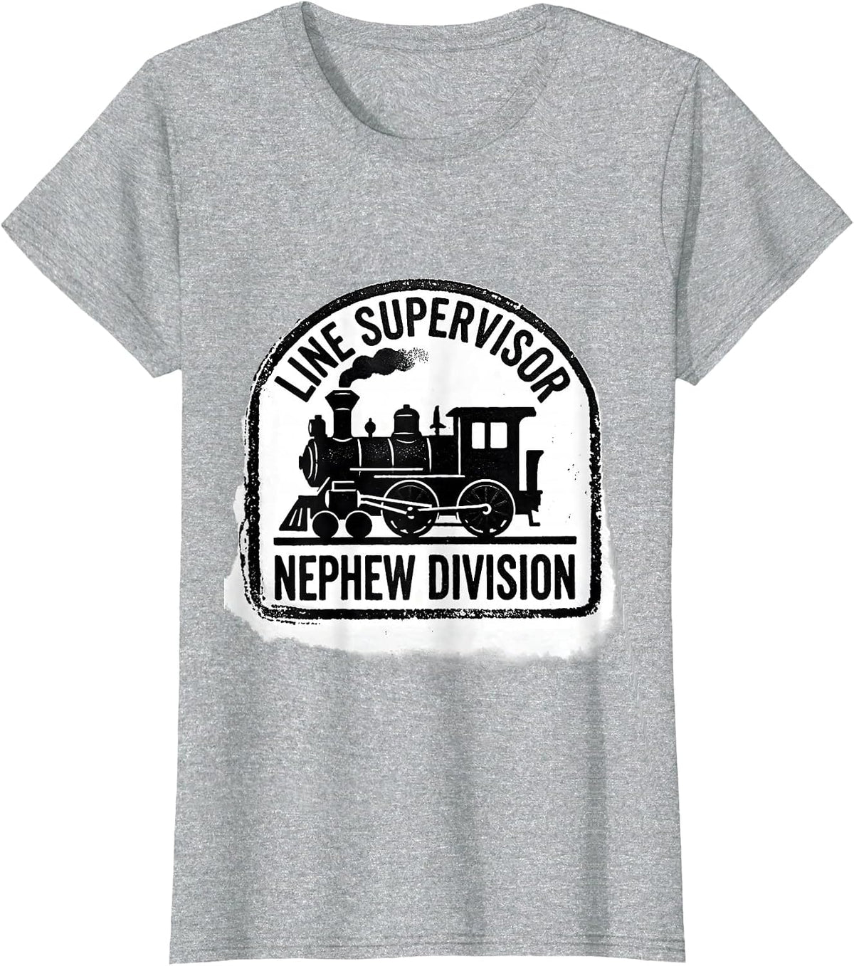 Women's Line Supervisor Nephew Division Rubber Stamp Steam Train T-Shirt - Heather Grey