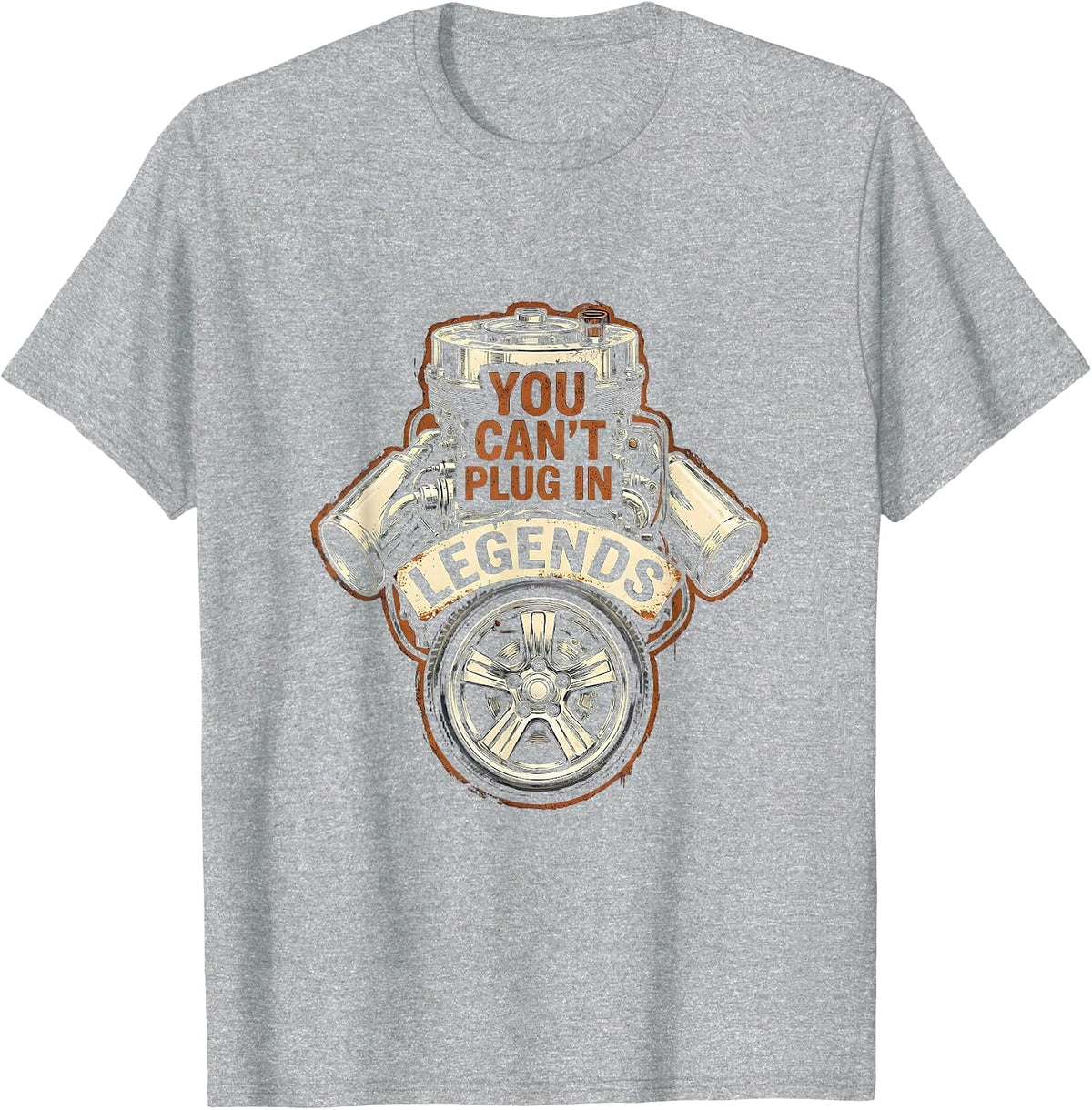 Men's You Can't Plug In Legends Funny Classic Car Guy Grandpa T-Shirt - Heather Grey