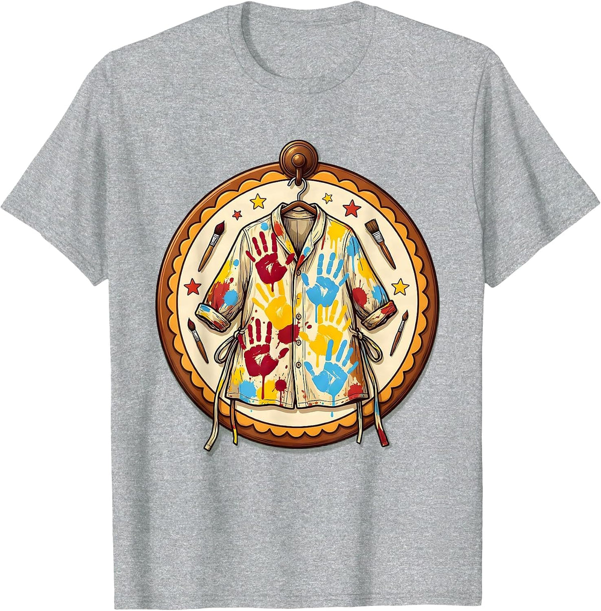 Men's Preschool Teacher Paint Smock Graphic T-Shirt - Heather Grey