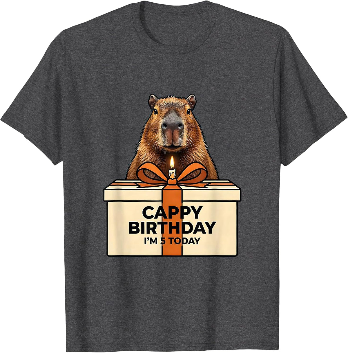 Cappy Birthday I'm 5 Today Kawaii Capybara Birthday Gift T-Shirt - Dark Heather Grey