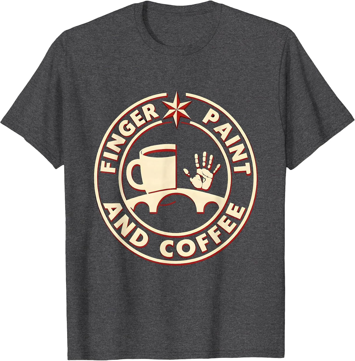 Finger Paint And Coffee Preschool Teacher Design T-Shirt - Dark Heather Grey