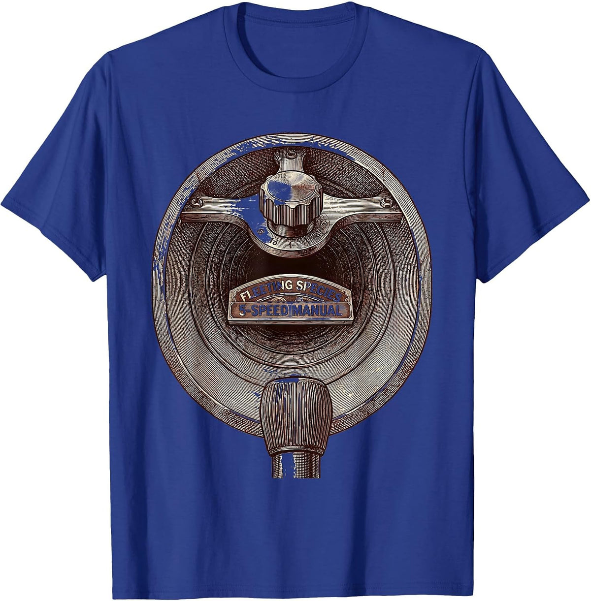 Fleeting Species 5-Speed Manual Transmission Stick Shift Car T-Shirt - Royal Blue