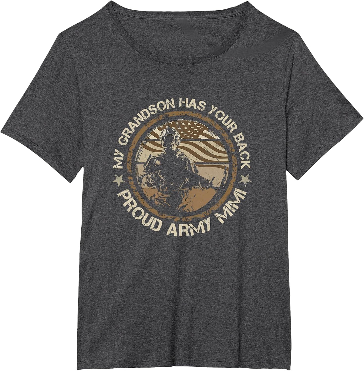 My Grandson Has Your Back Proud Army Mimi Military Family T-Shirt - Dark Heather Grey