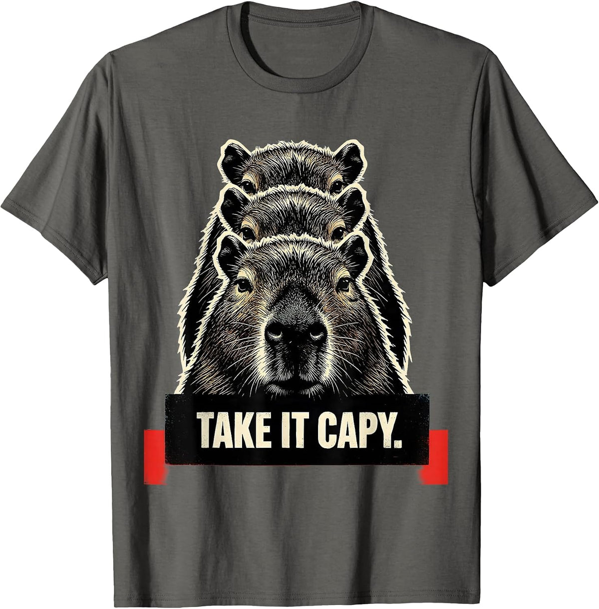 take it capy Funny Capybara Gamer Meme Humor T-Shirt - Asphalt Grey