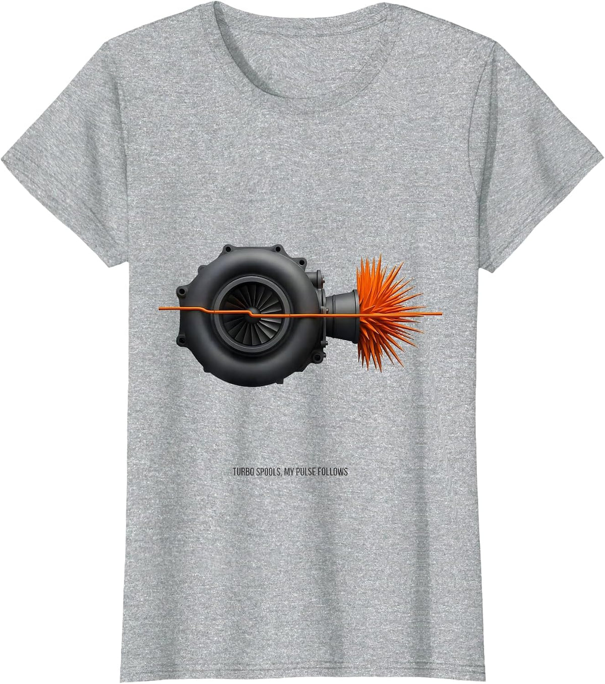 Turbo Spools My Pulse Follows Funny Car Guy Auto Mechanic T-Shirt - Heather Grey