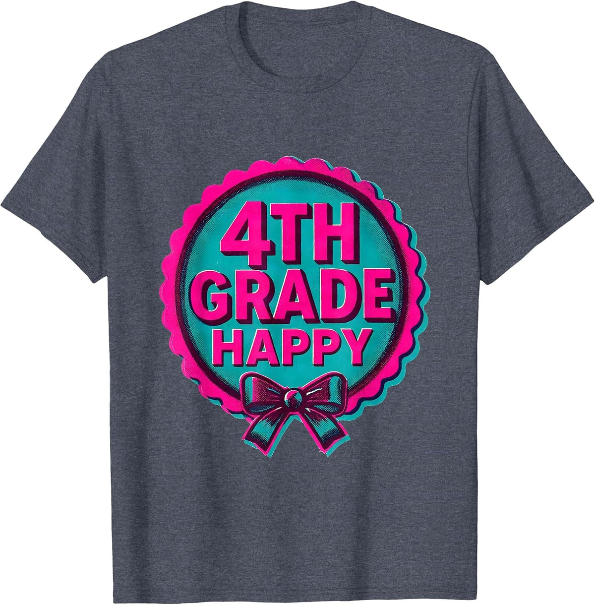 4th Grade Happy Coquette Bow Back To School Fourth Grade T-Shirt - Heather Blue