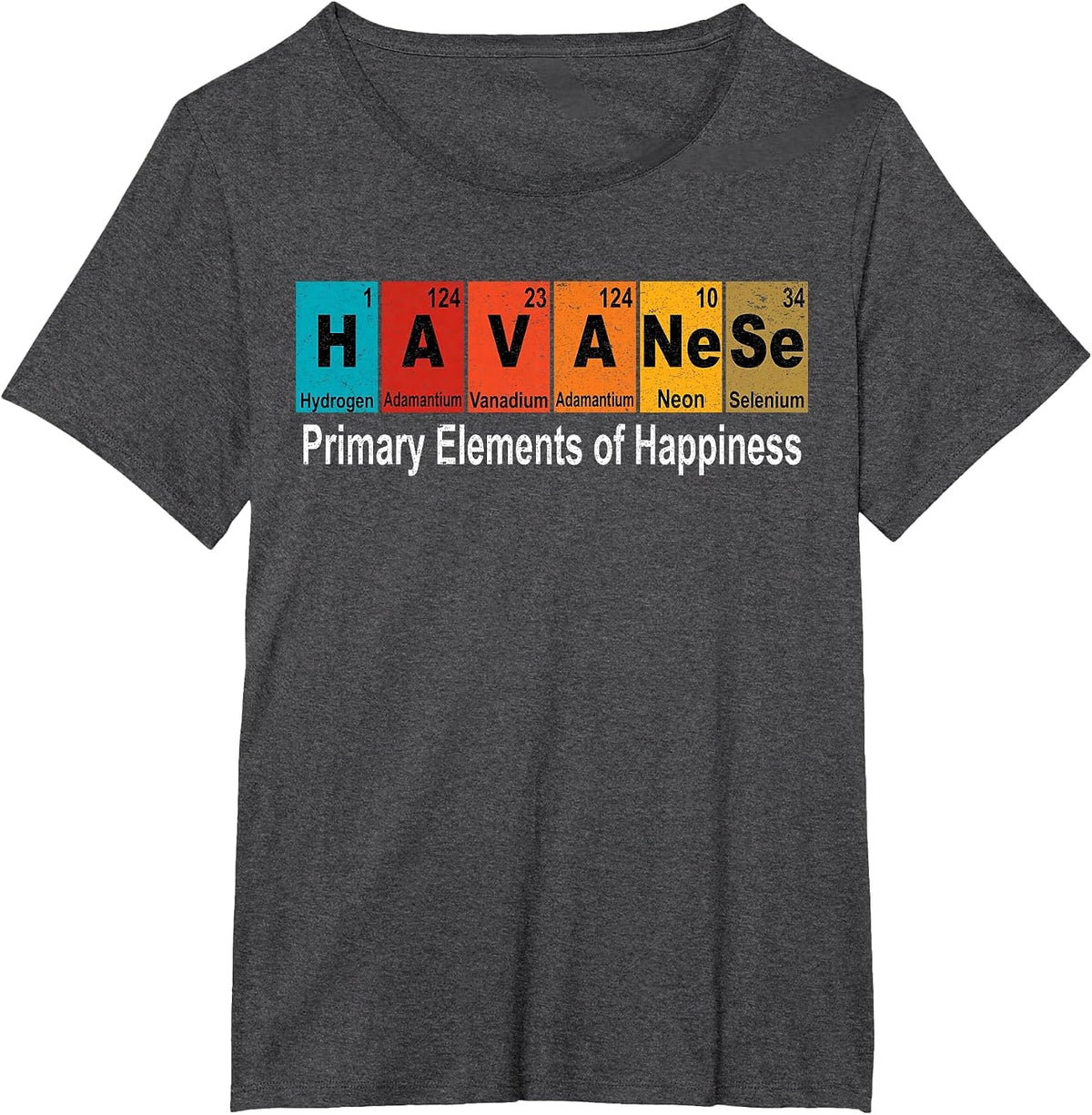 Vintage Havanese Dog Science Funny Periodic Table Pet Lover T-Shirt - Dark Heather Grey