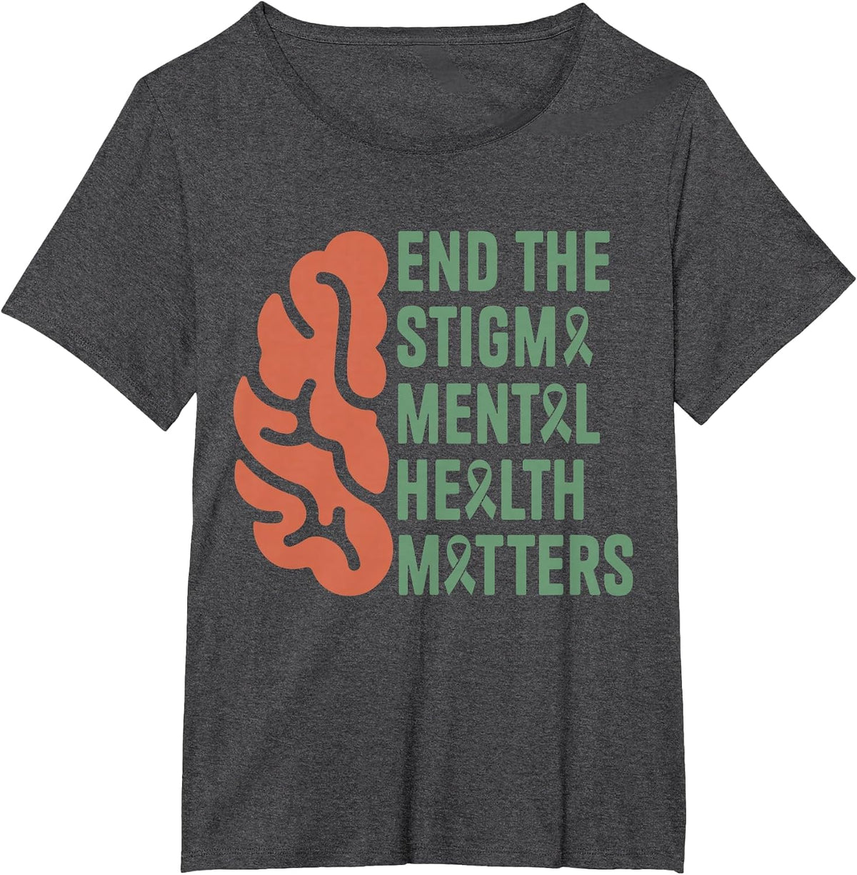 End The Stigma Mental Health Matters T-Shirt - Dark Heather Grey