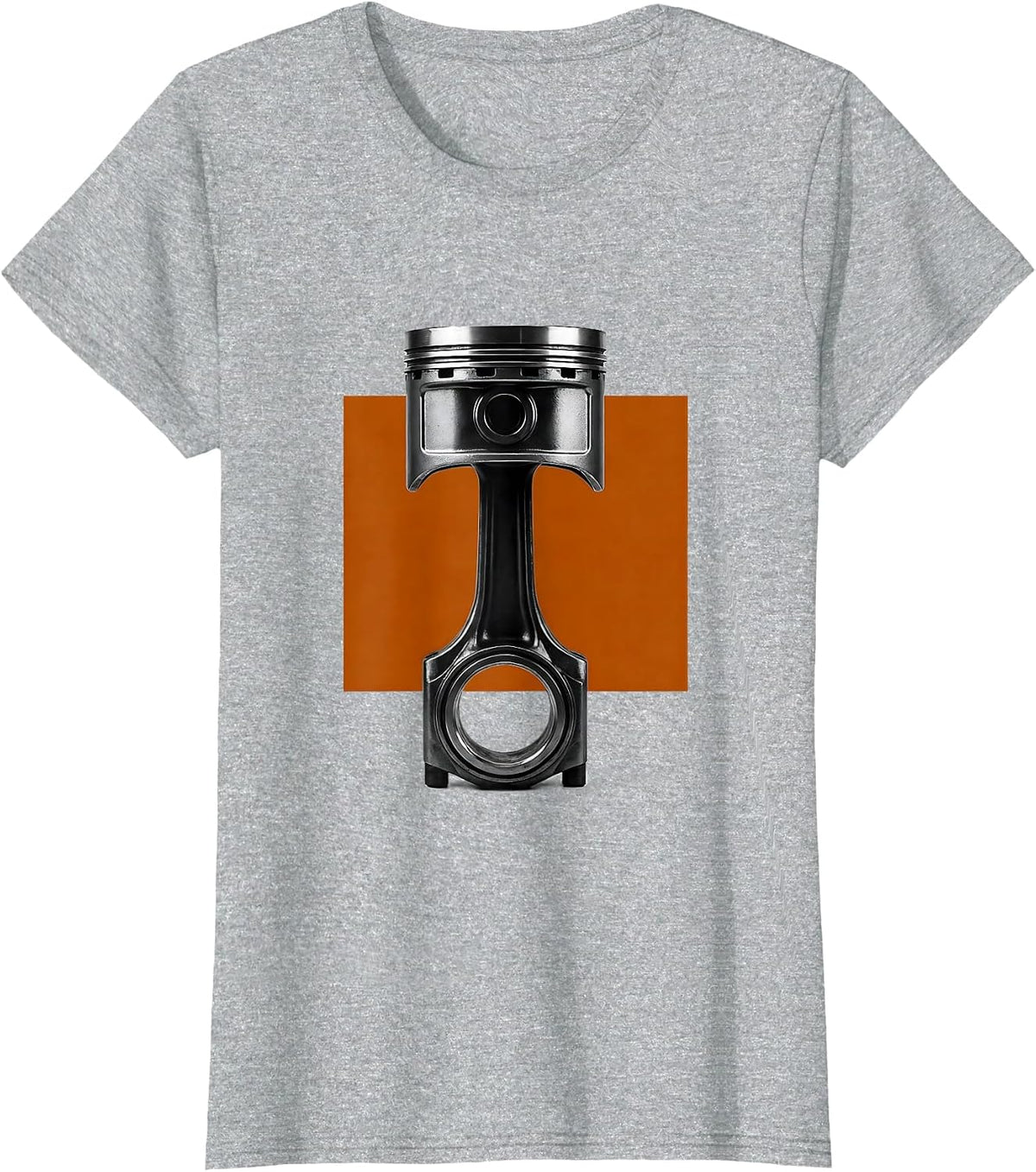 Chrome Piston Minimalist Car Enthusiast Mechanic Humor T-Shirt - Heather Grey
