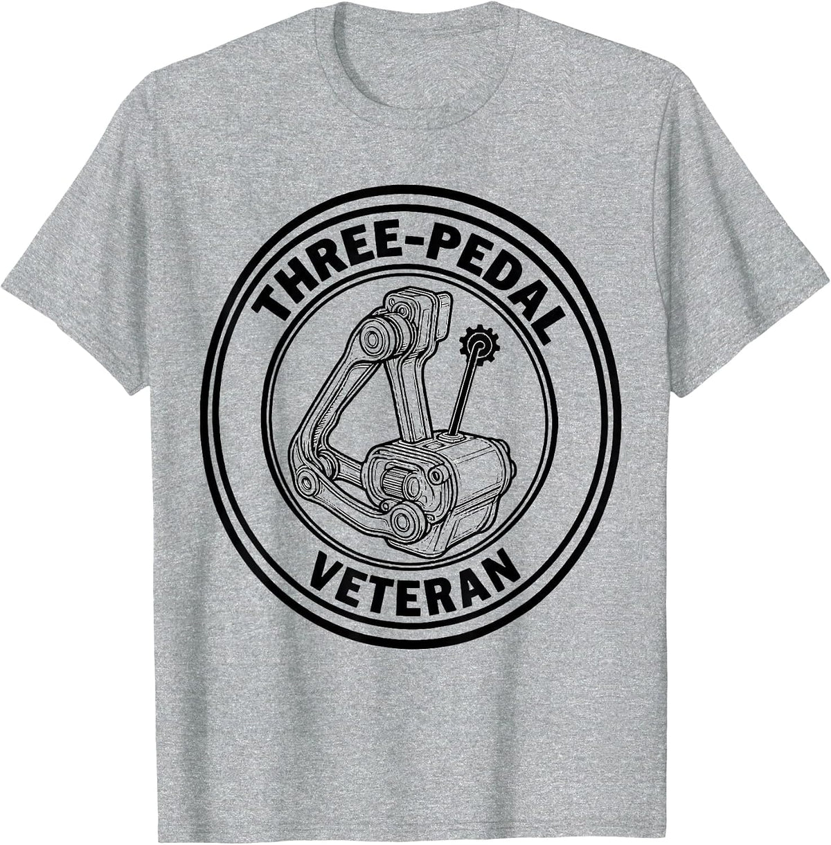 Men's Three-Pedal Veteran Manual Transmission Stick Shift Car Guy T-Shirt - Heather Grey