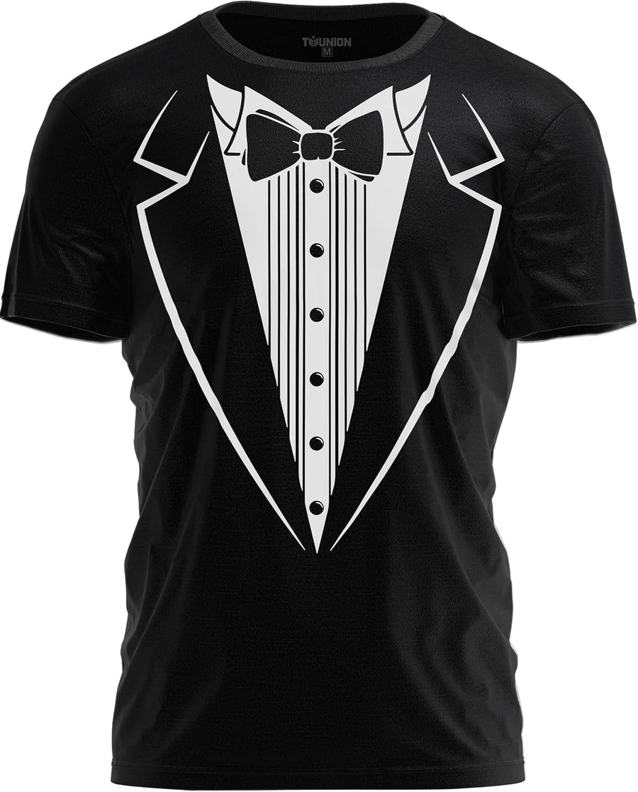 Tuxedo T-Shirt Classic Party Tee Funny Concert Festival Costume Shirt - Black
