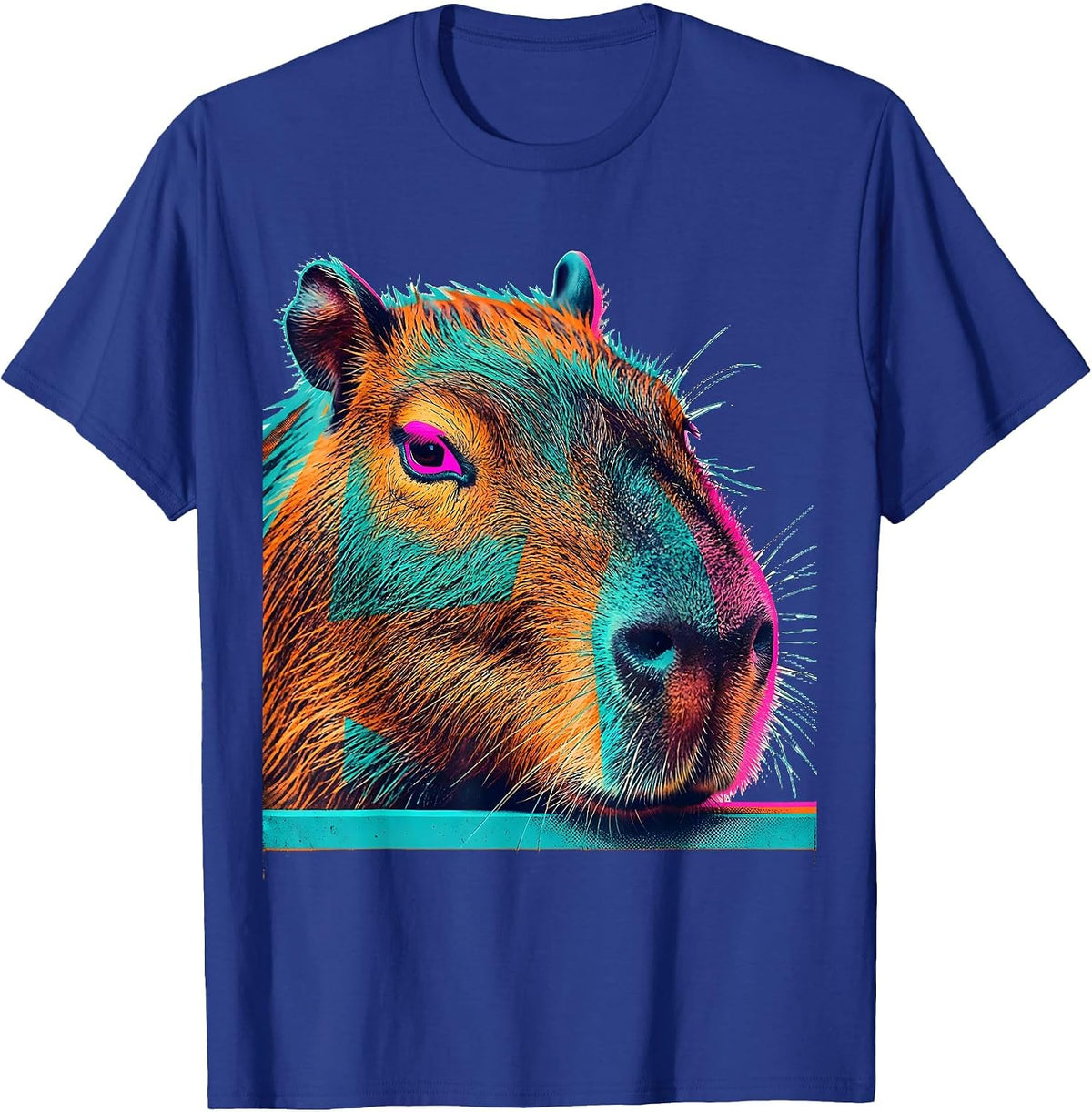 Capybara Head Risograph Funny Gamer Meme Humor T-Shirt - Royal Blue