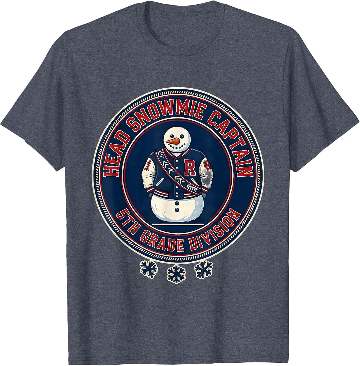 Head Snowmie Captain, 5th Grade Division Teacher Christmas T-Shirt - Heather Blue